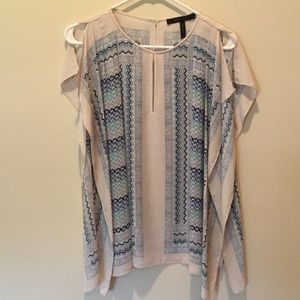 BCBGMAXAZRIA pullover top, multi blues/gray, Sz S